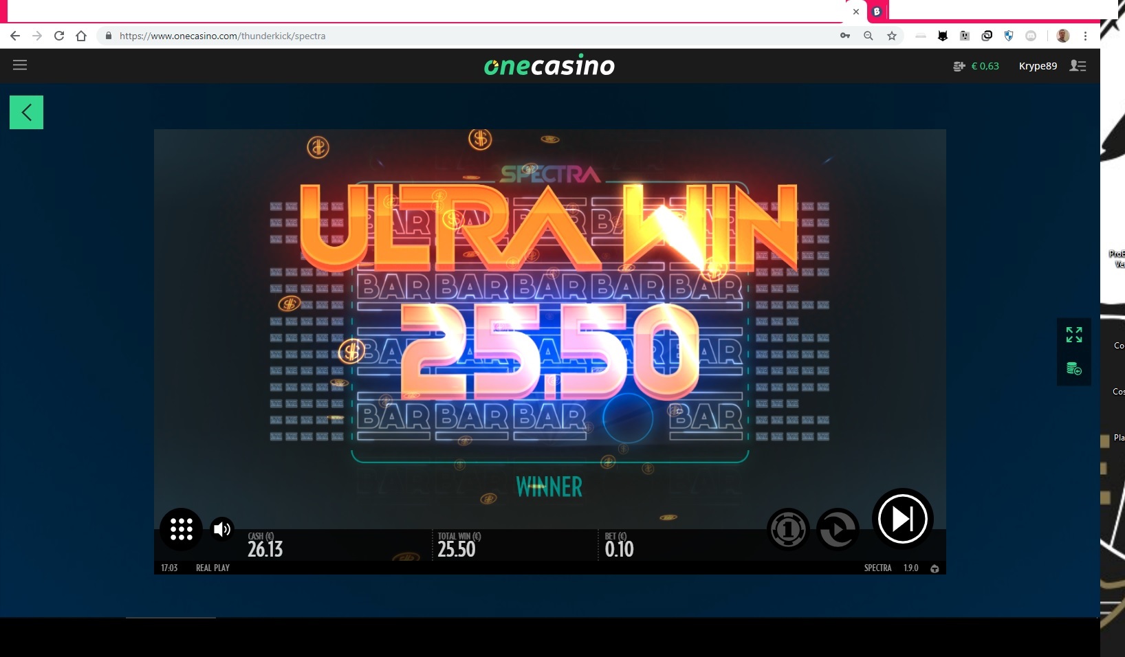 spectra ultra win lowest bet amount