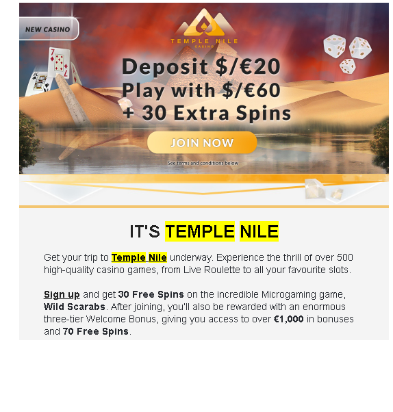 Temple nile online casino no deposit