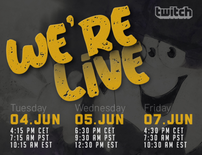 Twitch Streaming Times for June 4th, 5th and 7th