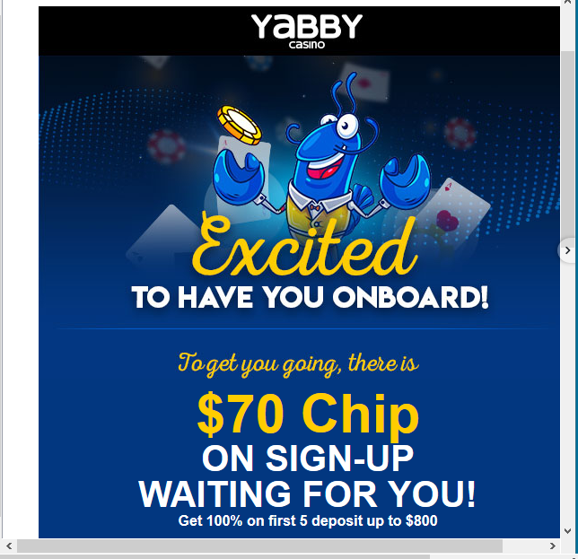 yabby casino login page