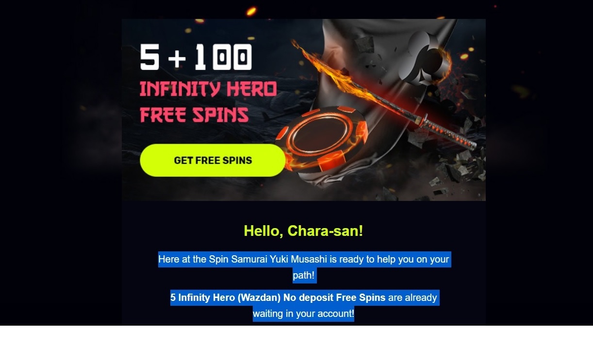 spin samurai free spins code