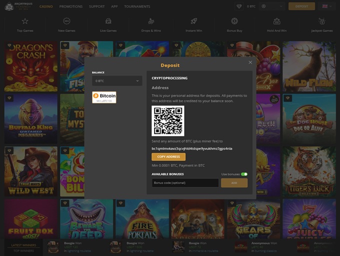 Anonymous Casino 24.10.2025. Lobby 