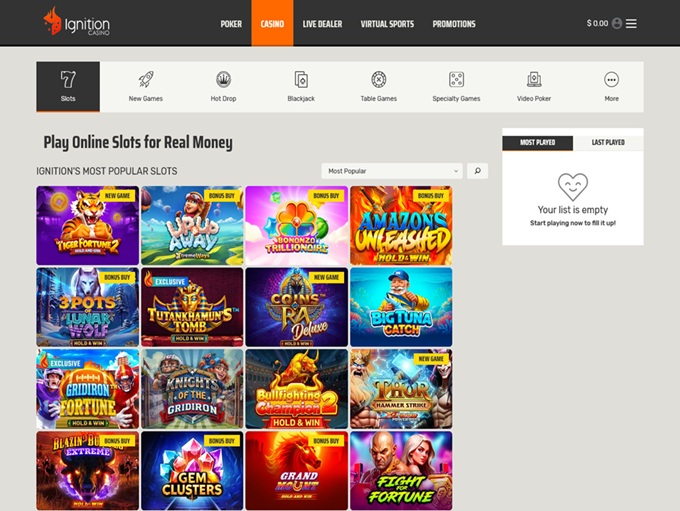 Ignition Casino 20.10.2025. Lobby 