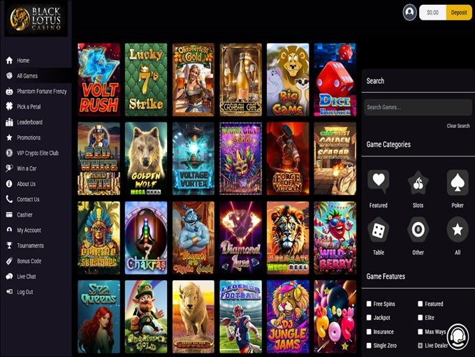 Black Lotus Casino 29.10.2025. Lobby 