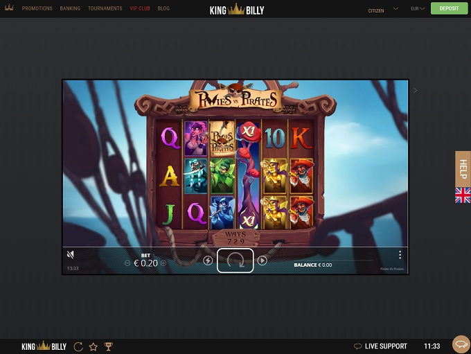King Billy Casino new Game 1 