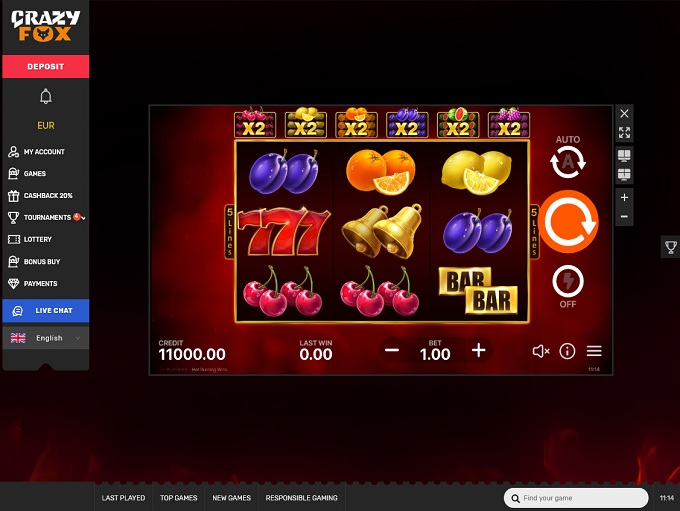 CrazyFox Casino 17.06.2022. Game1 
