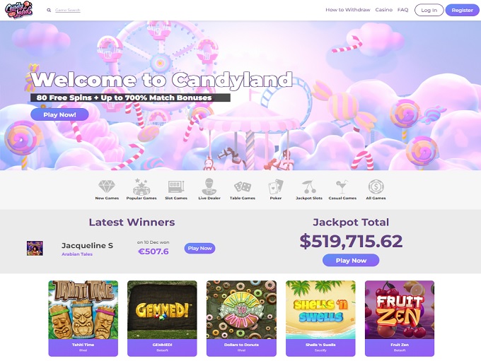 Candyland Casino has an EXCLUSIVE 85 free spins No Deposit Bonus