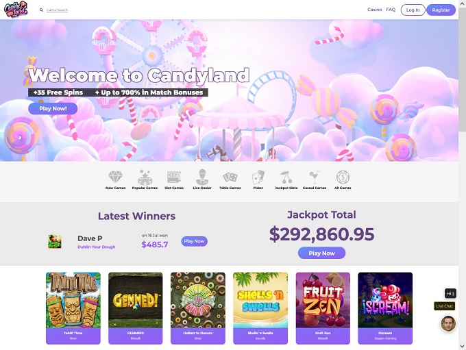 Candyland Casino has an EXCLUSIVE 80 free spins No Deposit Bonus