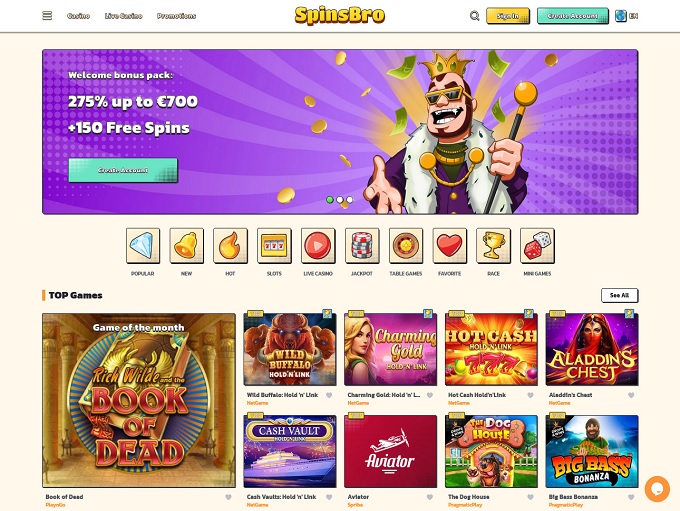 SpinsBro Casino hp