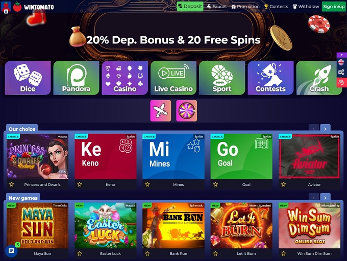 Wintomato Casino hp 