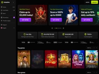 Interface d'Instasino Casino