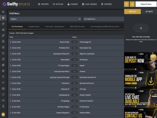 Swifty Sports Sportbook Lobby