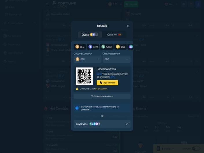 FortuneJack Casino Sports Cashier