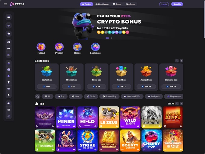 Reels.io Casino hp