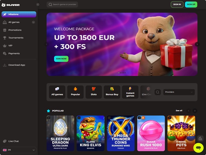 Oliver Casino hp