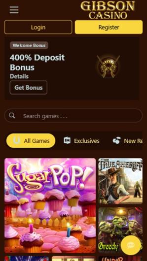 Gibson Casino Mobile Experience