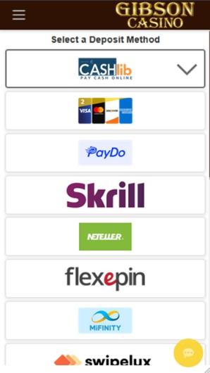 Banking at Gibson Casino