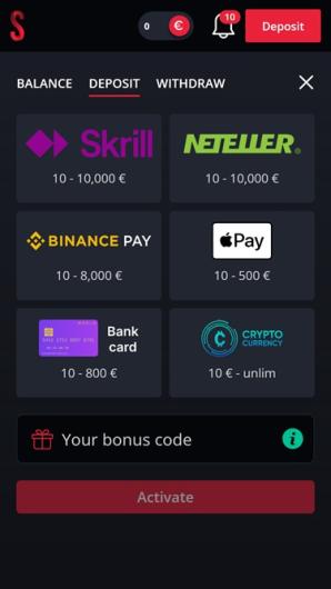 Starda Casino Mobile App Screenshot