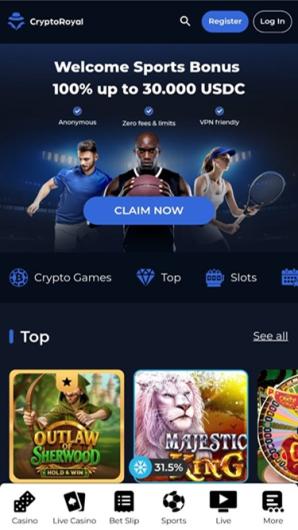 CryptoRoyal Sports Home Page mobile