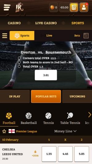 Lizaro Casino Sports Lobby mobile