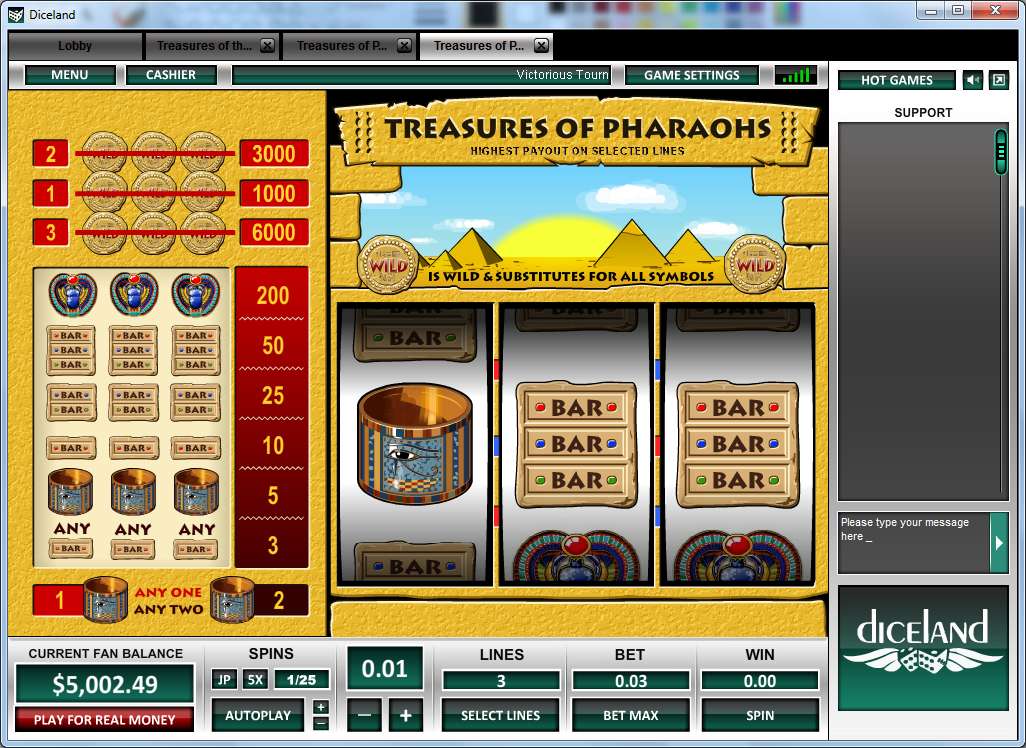 Treasure of Pharaohs 3 Lines