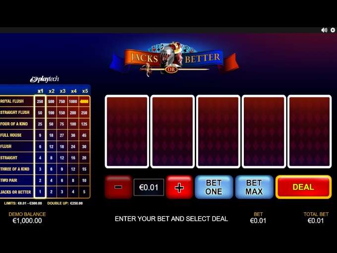 Play Jacks or Better Video Poker by Playtech