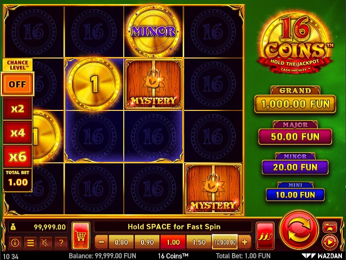 16 Coins Hold The Jackpot Cash Infinity Slot By Wazdan » Review + Demo Game