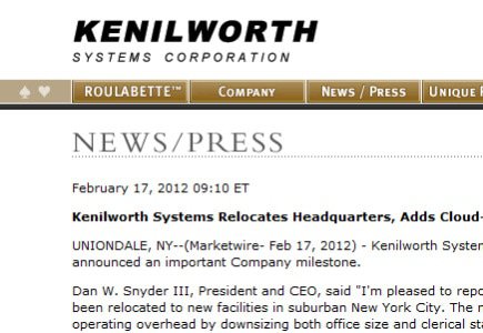 Kenilworth Systems Sets Up In Las Vegas
