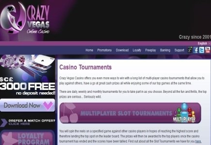 Crazy Vegas Casino announces exciting new 25,000 Freeroll!