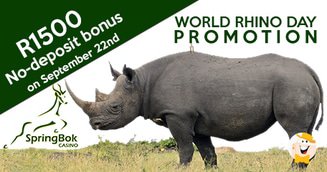 Springbok Casino Hosts World Rhino Day No-deposit Bonus