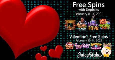 Juicy Stakes Casino pakt uit met Extra Spins voor Valentijn