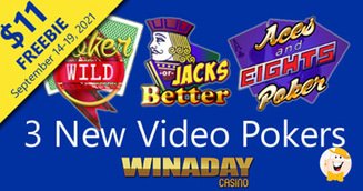 WinADay Casino Delivers $11 Freebie to Test 3 New Video Poker Titles