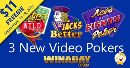 WinADay Casino Delivers $11 Freebie to Test 3 New Video Poker Titles