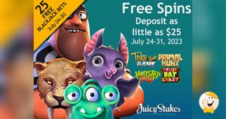 Juicy Stakes Players Get 50 Spins with a $25 Deposit or 100 Spins with a $50 Deposit