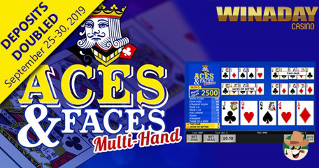 Double Your Deposits on Win A Day's Latest Aces & Faces Multi-Hand Poker Game