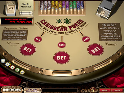 Caribbean Poker Royal Flush Jackpot