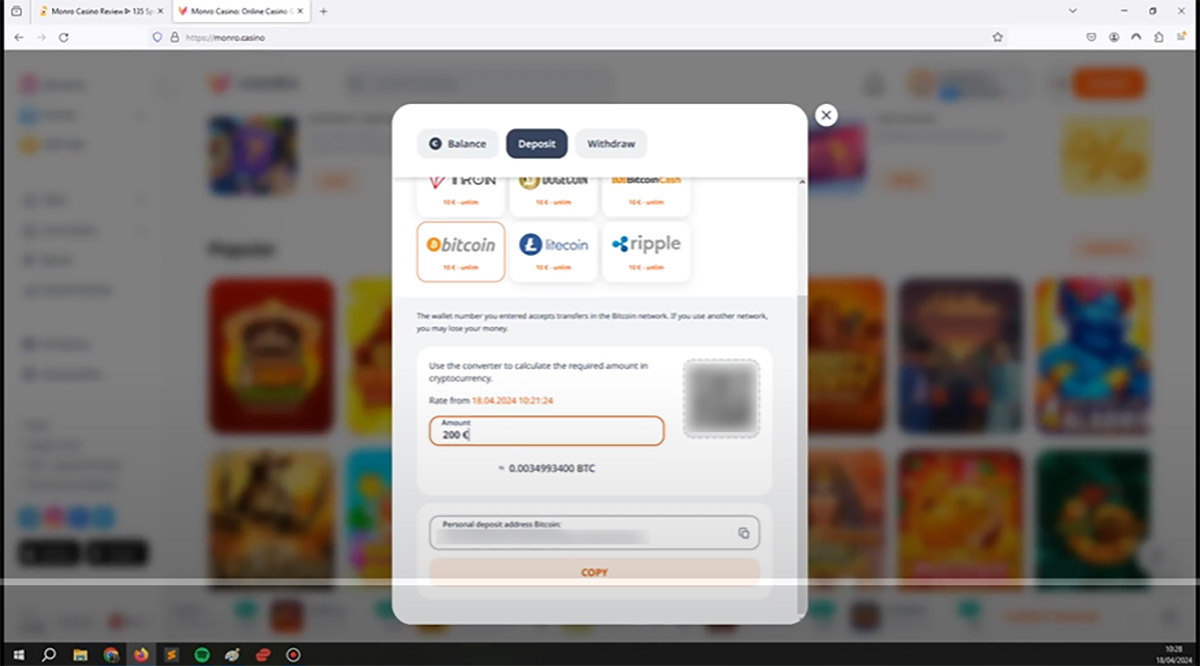 Monro-Casino-deposit-amount