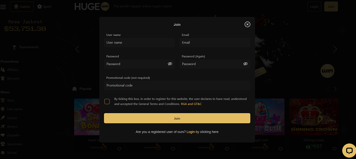 hugewin-casino-registration
