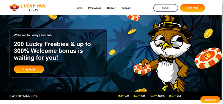 Lucky-Owl-club-casino-main-page