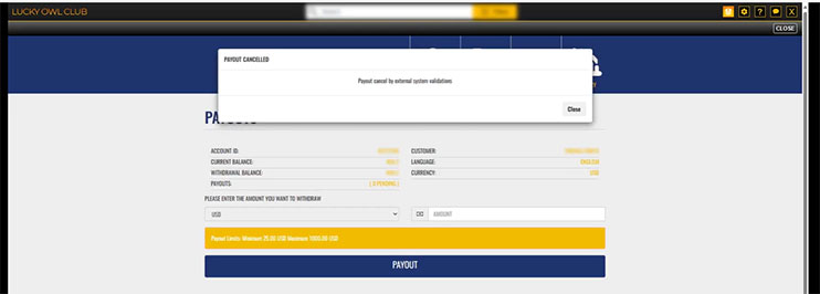 Lucky-Owl-club-casino-withdrawal-request-cancelled
