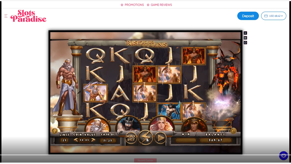 SlotsParadise casino rise of the titans