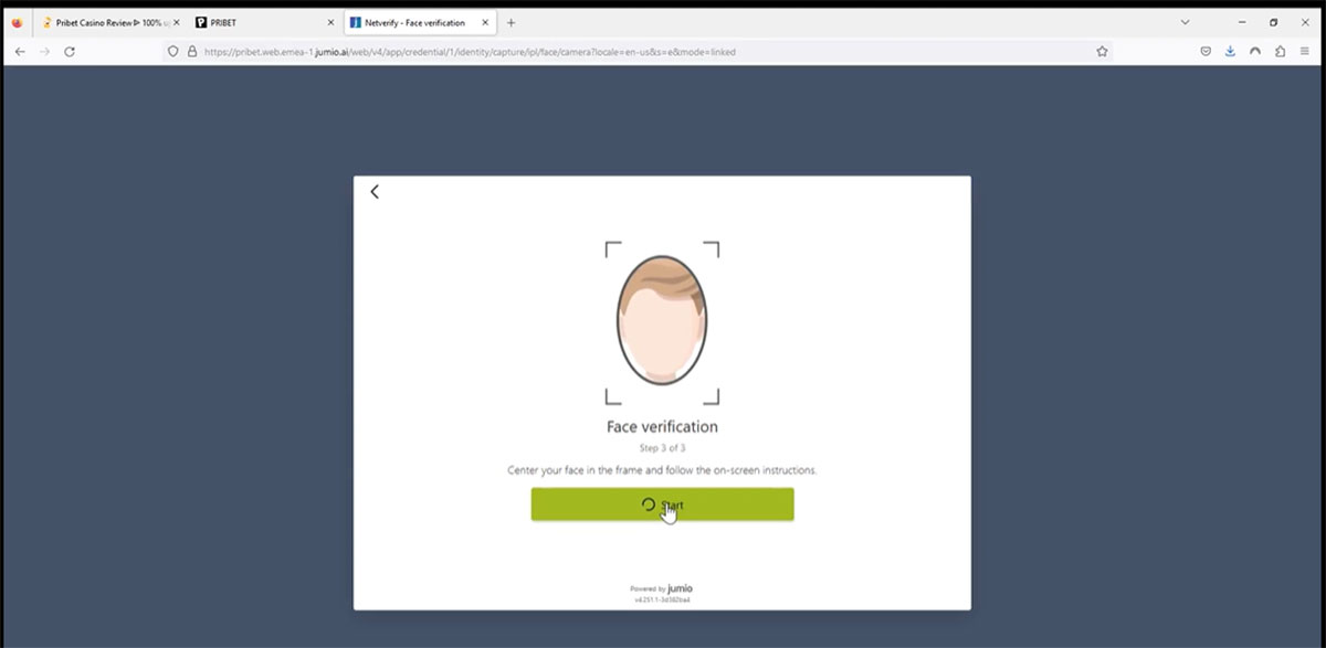 Pribet-Casino-face-verification