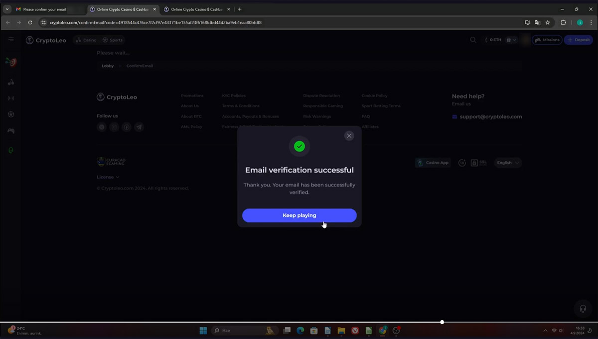 Cryptoleo-casino-email-verified