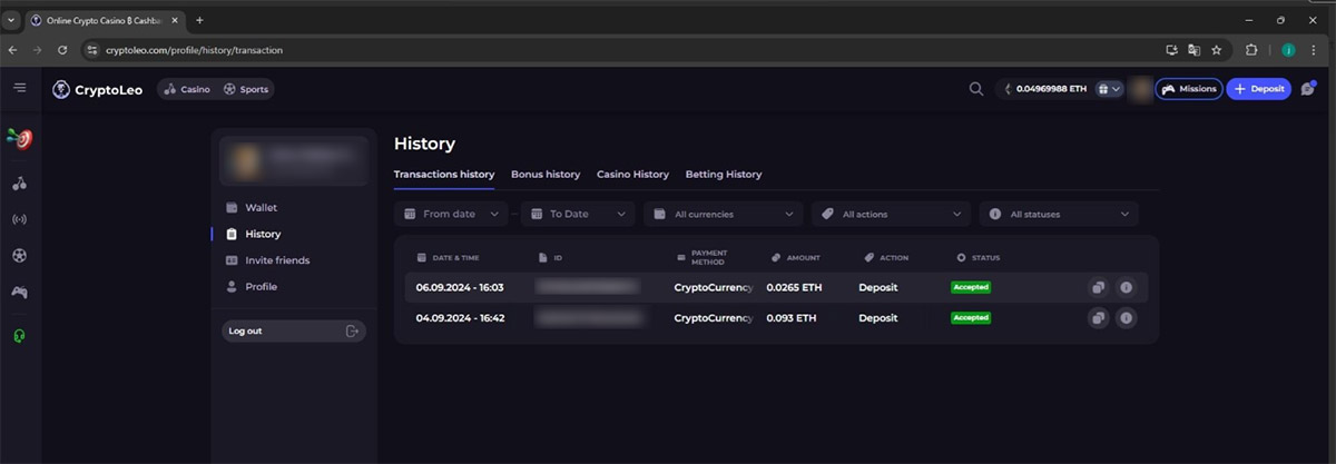 Cryptoleo-casino-both-deposits-in-cashier