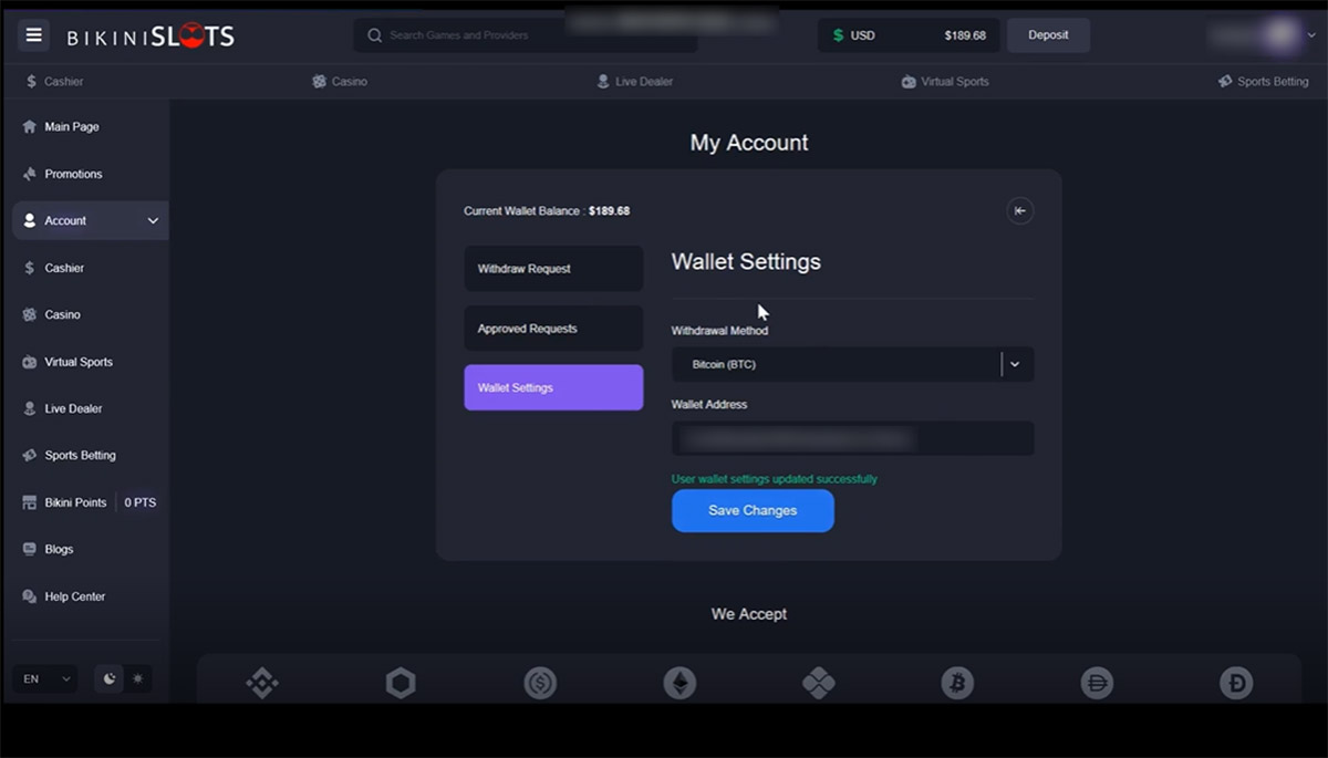 Bikinislots-casino-wallet-settings