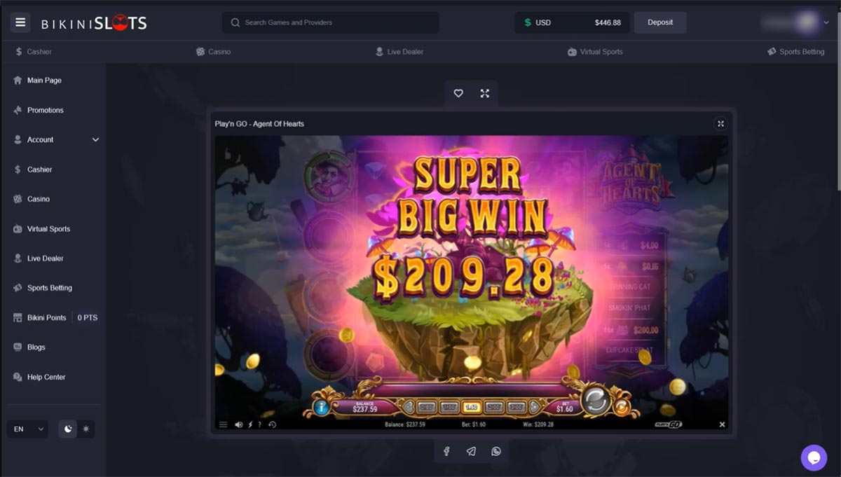 Bikinislots-casino-agent-of-hearts-second-super-big-win