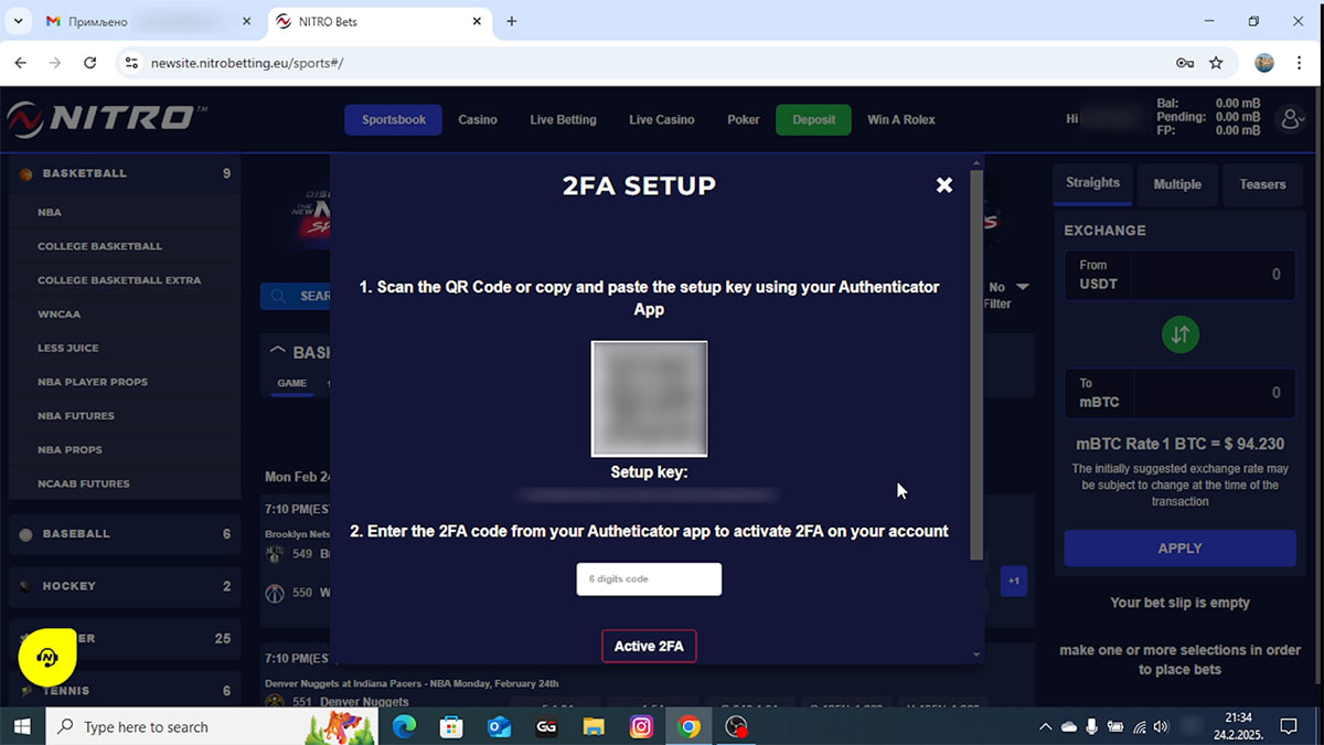 Nitrobetting-casino-2fa-setup