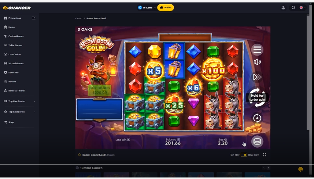 Chancer Casino starting balance without a bonus
