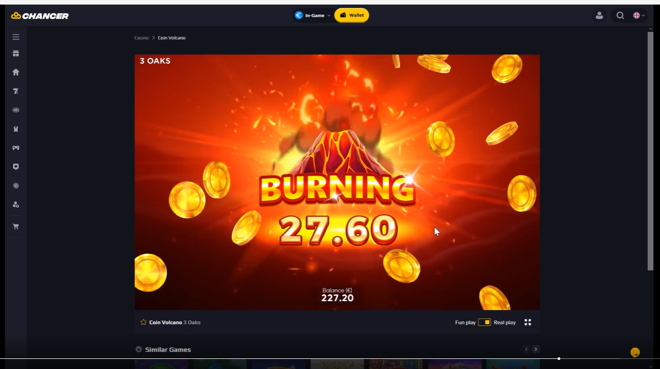 Chancer Casino coin volcano