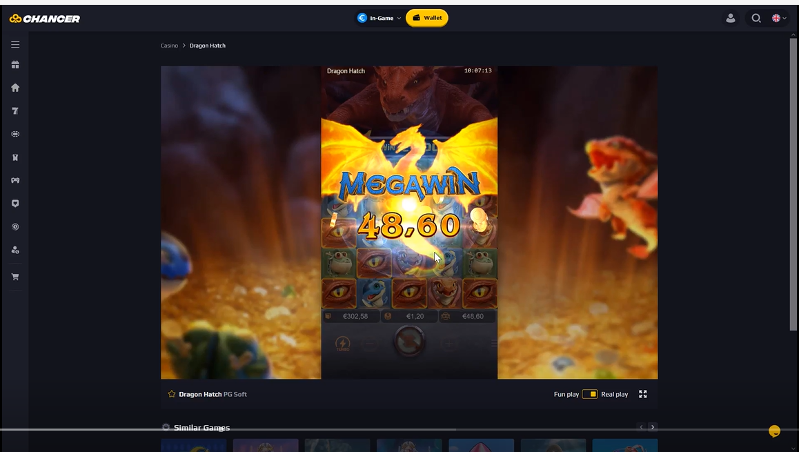Chancer Casino dragon hatch win